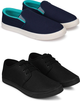 Free Kicks Combo Of 2 Shoes FK-Fitman & FK-205 Sneakers For Men(Black , 9)