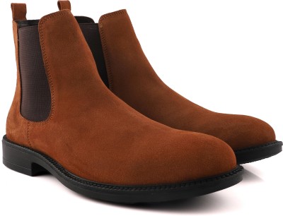 Freacksters Suede Leather Chelsea Boots Extra Cushion Inner Sole Boots For Men(Tan)