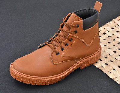 KILLER Men's Casual Outdoor High Top Lace Up Boots, Comfortable Hiking and Trekking Boots For Men(Tan , 10)