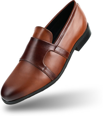 MONKSTORY Double Monk Flexi Business Slip-Ons - Burnish Tan Slip On Sneakers For Men(Tan , 9)