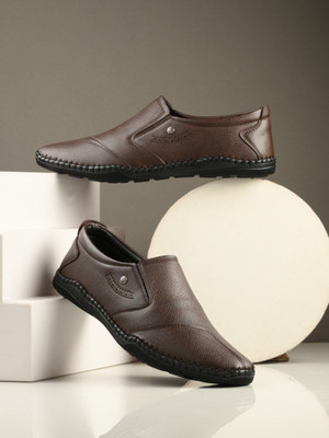 PROVOGUE Lightweight Comfort Summer Trendy Premium Stylish Slip On For Men(Brown , 9)