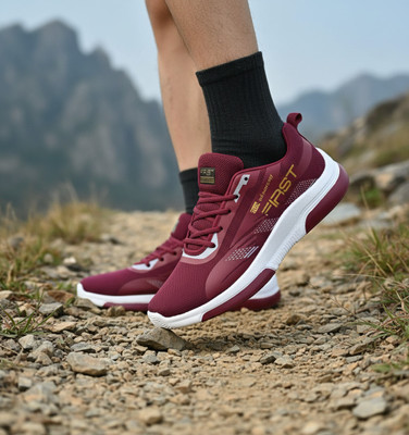 Soles & Styles Lightweight Shoes For Men |Memory Foam Insole, for Walking, Running & Gym Hiking & Trekking Shoes For Men(Maroon , 7)