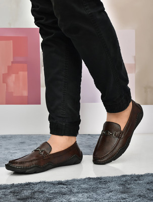 KILLER Killer Men’s Synthetic Leather Loafers | Hand-Stitched Slip-On with AirMix Sole Loafers For Men(Brown , 8)