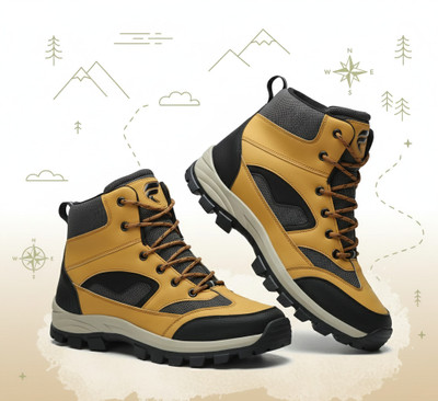 Field Care HIKER Casual Fashion Mid-Top Lace-Up Anti-Skid Waterproof Comfort Adveture Outdoors For Men(Camel , 6)