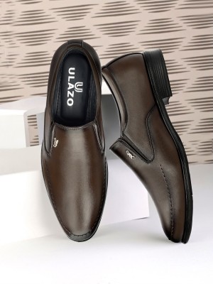 Ulazo Premium Oxford Class Designer Patent Leatherette Derby For Men(Brown)