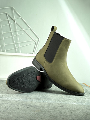 Roadster Comfort Fit Lightweight Urban Boots for Men | Premium Fabric Finish Boots For Men(Olive , 11)