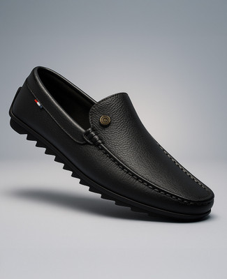 Kraasa Lightweight Stylish Casual Synthetic Leather Loafers For Men(Black , 8)