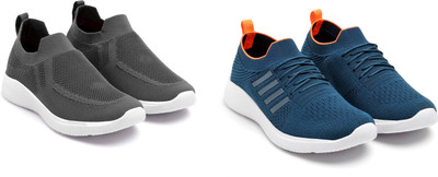 Face Stylish Sports Shoes for Men – Ideal for Running, Gym & Training Sneakers For Men(Blue, Orange, Grey , 8)