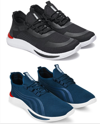 Free Kicks Combo Of 2 Shoes FK-336 & FK-432 Sneakers For Men(Black , 6)