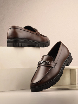 KASTAVA Lightweight Synthetic Formal Shoes for Men Loafers For Men(Brown , 11)