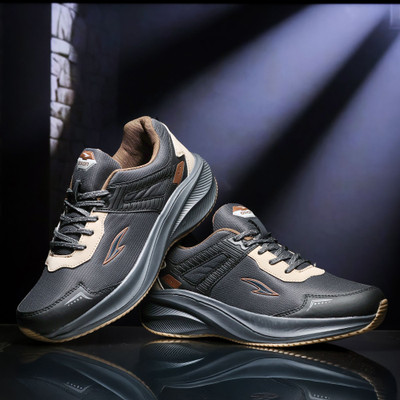 asian Boss-25 Men’s Running & Walking Shoes | Lightweight, Durable & Stylish Design For Men(Grey, Black , 9)