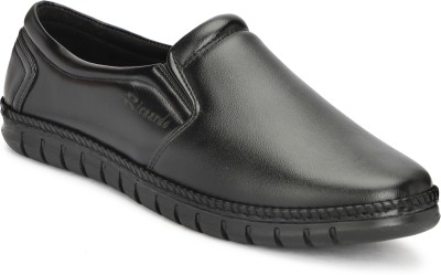 Riccardo Men's Black Comfortable Leather Shoe Stylish Office Wear 10 (UK/INDIA) Slip On For Men(Black)