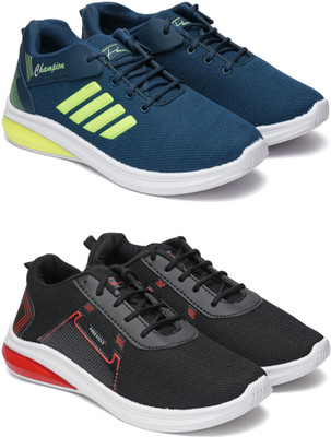 Free Kicks Combo Of 2 Shoes FK-576 & FK-482 Sneakers For Men(Black, Red , 7)