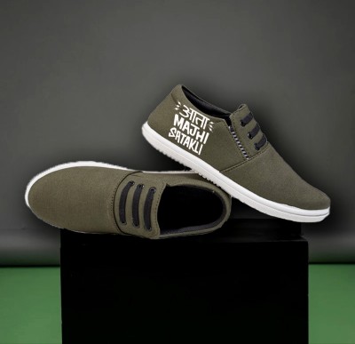 KANEGGYE Canvas Shoes For Men(Olive , 7)