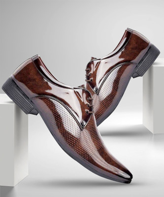 Teeny Step Shoes for men Partywear shoes Oxford For Men Lace Up For Men(Brown , 6)
