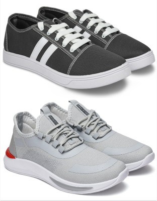 Free Kicks Combo Of 2 Shoes FK-camp & FK-434 Sneakers For Men(Grey , 6)