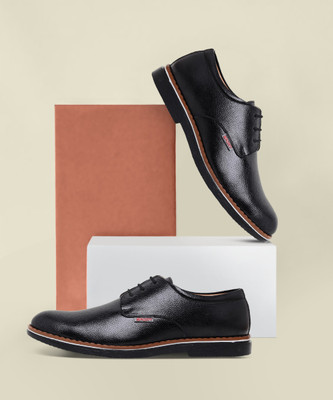 Zixer Artificial Synthetic Leather Office Black Formal Shoes For Men Branded Look Lace Up For Men(Black , 6)