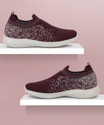 Aqualite Slip On Sneakers For Women(Burgundy, Grey)