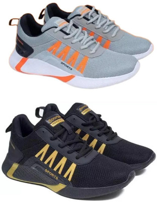 ELASA TY-GREYY HERO_HERO BLACK Running Shoes For Men(Grey , 8)