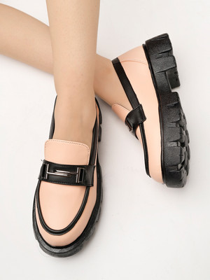 SHOETOPIA Smart Casual Front Buckle Detailed Loafers For Women & Girls Loafers For Women(Pink , 6)