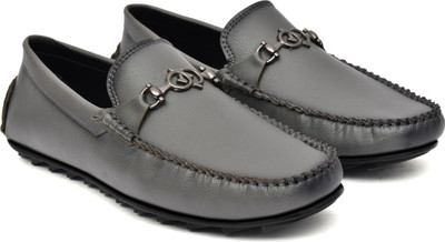 KILLER Killer Durable Loafers for Men | Synthetic Leather Slip-On with Noise-Free Sole Loafers For Men(Grey , 7)