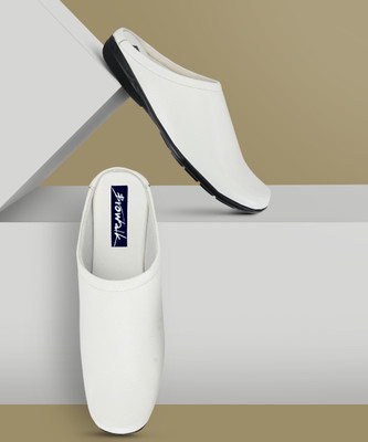 Browalk Synthetic Leather Slip on Half Shoe Slip On For Men(White , 7)