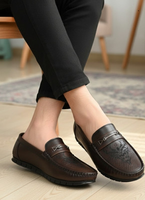 T-ROCK Stylish Casual Men Shoes Loafers For Men(Brown , 10)