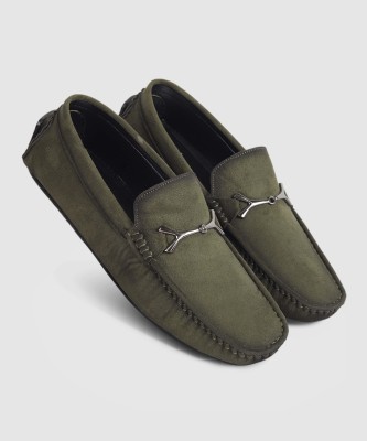 aadi Suede |Lightweight|Comfort|Summer|Trendy Loafers For Men(Olive , 10)