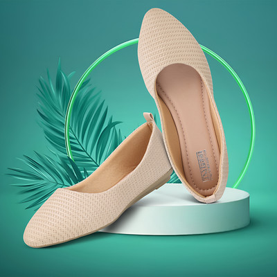 Tryfeet Stylish Casual Flat Ballerinas Bellies For Women(Beige , 3)