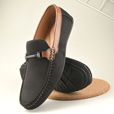 GREEN CARPET Casaual Loafer Party Wear Office Wear Loafers for mens Loafers For Men(Black , 7)