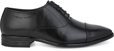 ALBERTO TORRESI Alberto Torresi Toe Cap Black Formal Shoes Lace Up For Men(Black , 6)