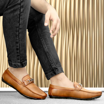 INKLENZO Loafers for Men with Anti-RUST Buckle for every occasions and dailyuse wear Casuals For Men(Tan , 8)