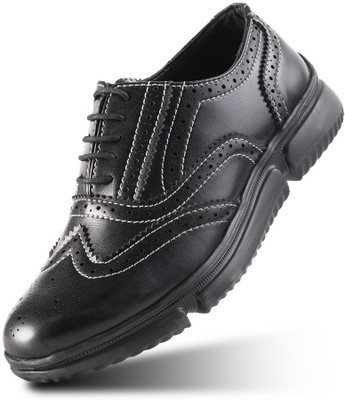 MONKSTORY Gravity Lift Ultra-Comfort Brogue Sneakers - Black Brogues For Men(Black , 9)