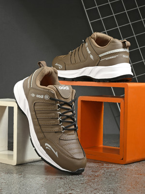 aadi Men's Camel Lightweight Synthetic Leather Running, Walking Casual Sports Shoes Running Shoes For Men(Brown , 11)