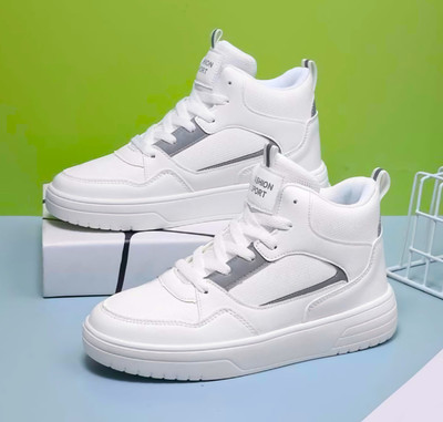CCICACO High Tops For Men(White, Grey , 9)