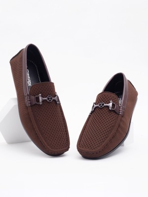 BIG FOX Eco Friendly Knitted|Flexible| Durable Buckle Loafers For Men(Brown , 9)