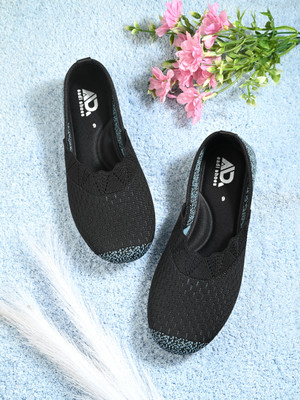 aadi Knitted Comfortable Stylish Classy Dailywear Slip-On Ballerina Flat Jutis Bellies For Women(Black , 8)