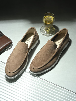 Just Leather Men Classic Suede Leather Loafers - Cushioned Comfort, Durable & Everyday Luxury Loafers For Men(Brown , 7)