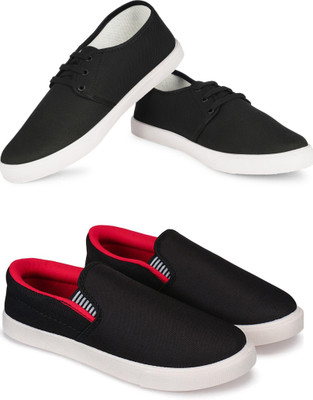 Free Kicks Combo Of 2 Shoes FK-201 & FK-Fitman Sneakers For Men(Black, Red , 6)