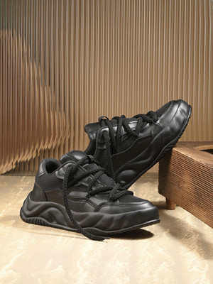 Kook N Keech Men's Comfortable Lightweight Outdoor Lace Up Classy Walking & Gym Casual Sport Running Shoes For Men(Black , 10)