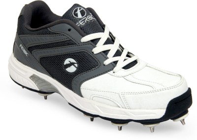 FEROC White Grey T20 Light Weight Spikes Cricket Shoes For Men(Grey , 6)