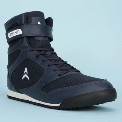 AVANT Uppercut Shoes Antiskid Rubber Outsole Breathable Mesh Upper Lace-Up Design Boxing & Wrestling Shoes For Men(Navy , 10)