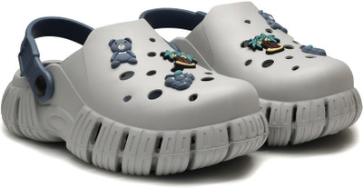asian INDIGO-10 Clogs For Women(Grey, Blue , 6)