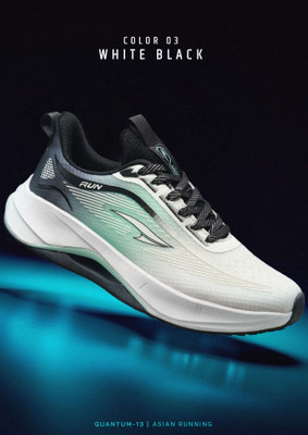 asian Quantum-13 Gym,Sports,Walking,Stylsih with Extra Comfort Running Shoes For Men(White, Black , 8)