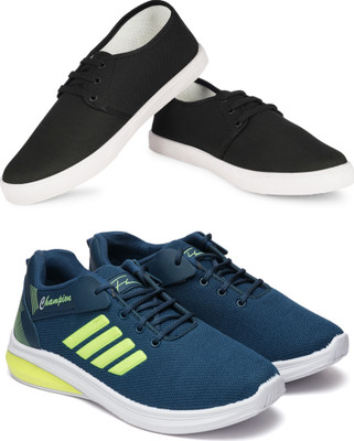 Free Kicks Combo Of 2 Shoes FK-201 & FK-576 Sneakers For Men(Green , 6)