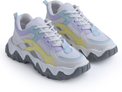 jm looks Chunky Sneakers Shoe Fashionable Running Walking Gym Shoes for Women's & Girl's Sneakers For Women(White , 8)