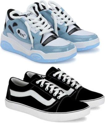 house of common Combo Pack of 2 Sneakers For Men(Blue, Black , 8)