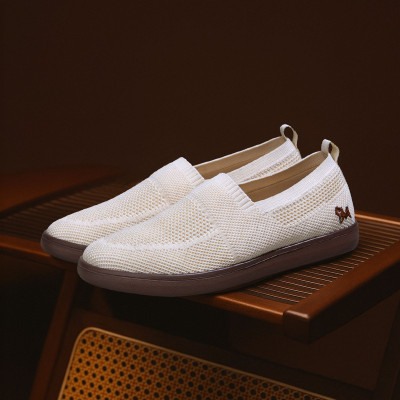 Neemans Casual Ease Slip Ons for Men | Breathable, Cushioned & Flexible Loafers For Men(Off White , 6)