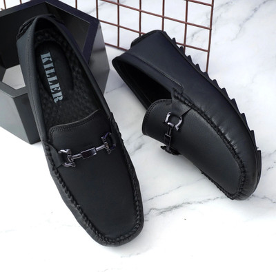 KILLER Men’s Formal & Casual Loafers | Synthetic Leather Noise-AirMix Sole Loafers For Men(Black , 10)