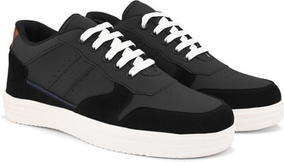 Roadster Chunky suede solid lace up casual comfrotable anti skid outsole sneakers shoes Sneakers For Men(Black , 10)